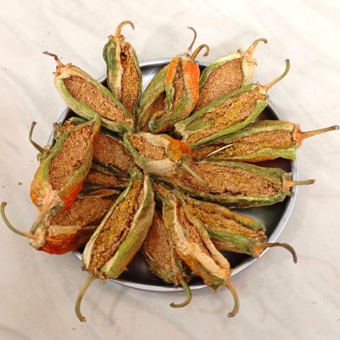Sandagi Mirchi | Stuffed Dried Chillies | Sandage Chilly